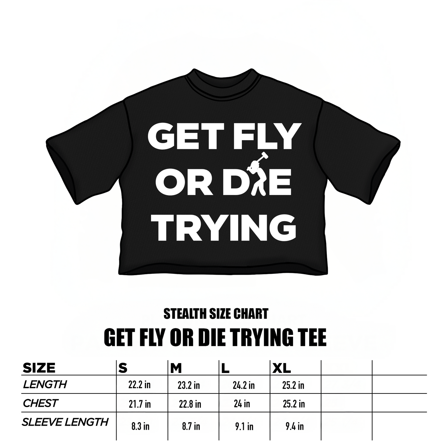 BLACK GET FLY OR DIE TRYING TEE