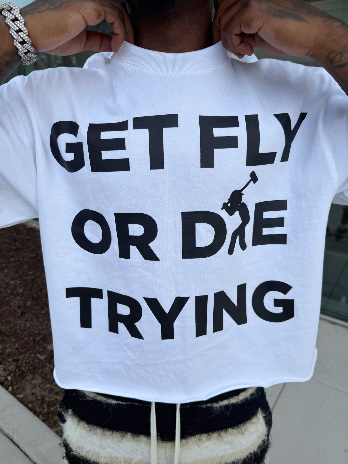 WHITE GET FLY OR DIE TRYING TEE