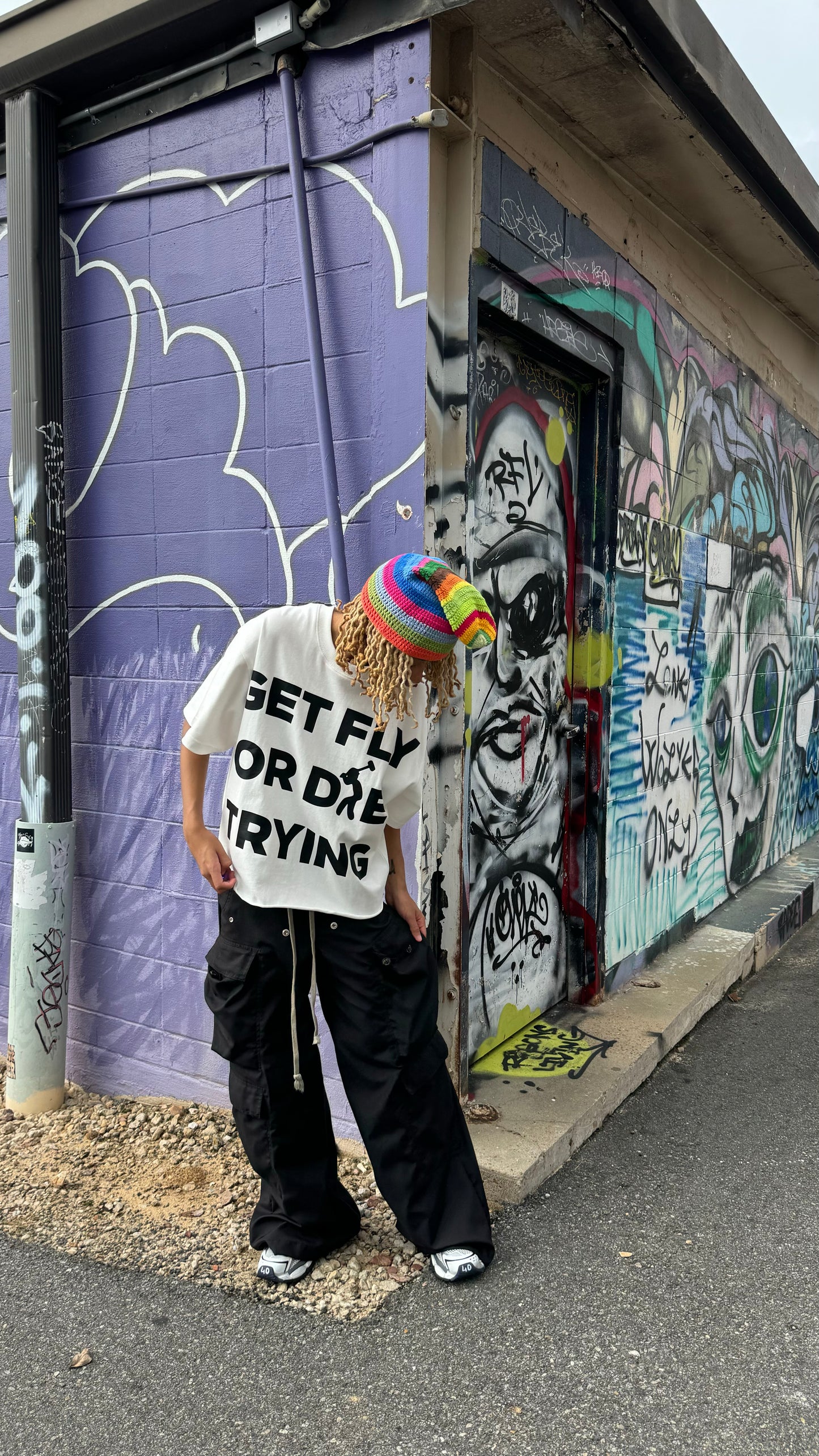 WHITE GET FLY OR DIE TRYING TEE