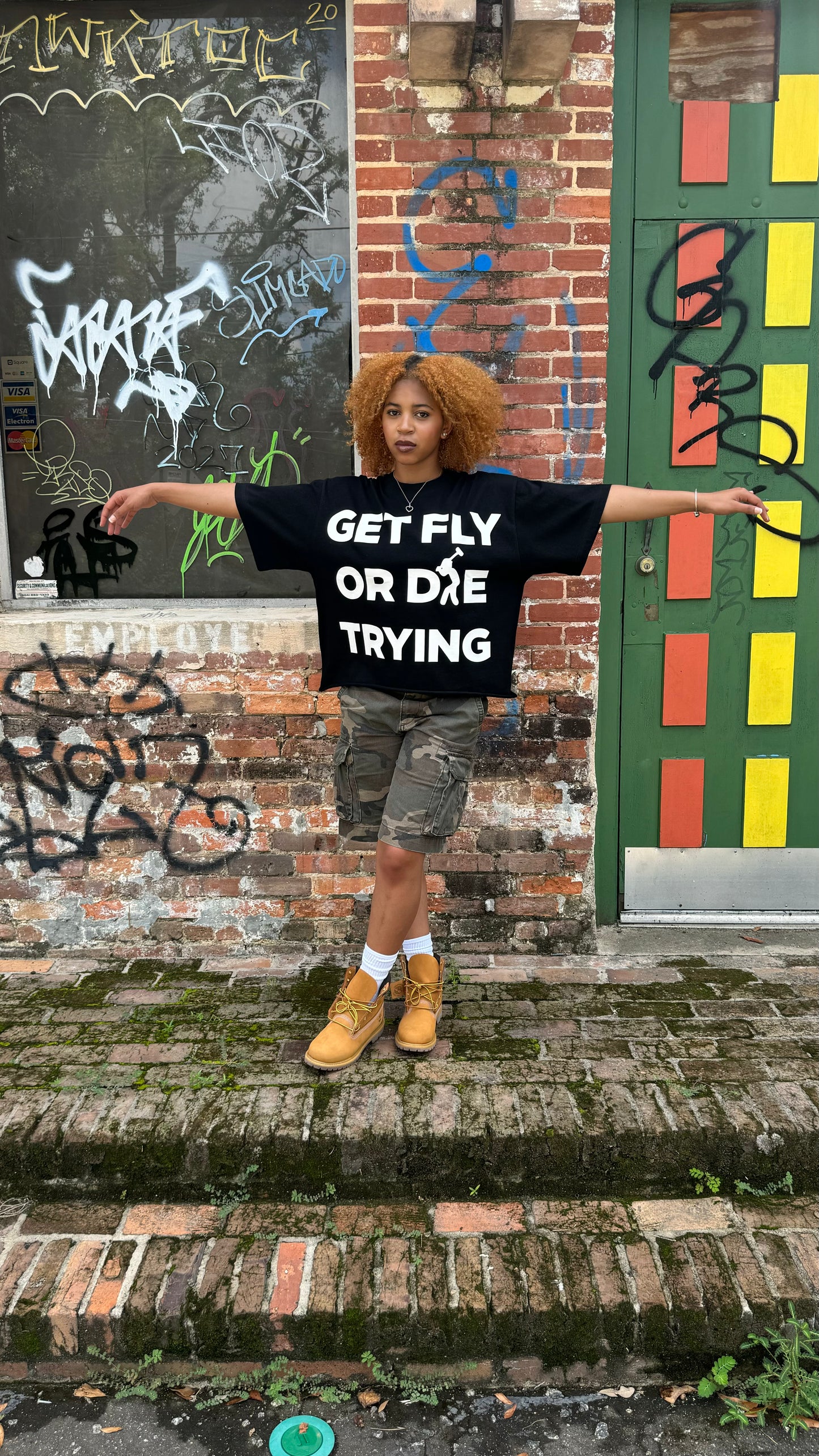 BLACK GET FLY OR DIE TRYING TEE